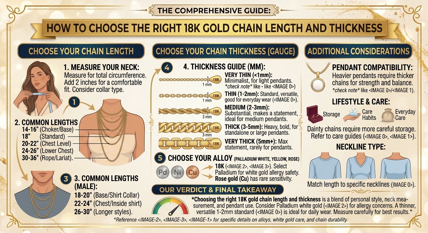 18k gold chain size guide